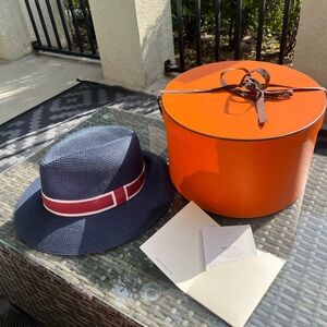 Hermes Blue and Red Fedora Hat
